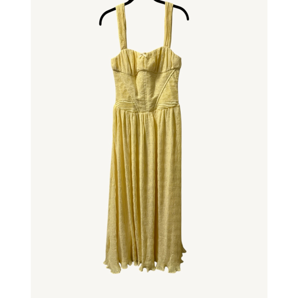 For Love & Lemons Bustier Maxi Dress Eyelet Corset Yellow Maxi S - Picture 4 of 16